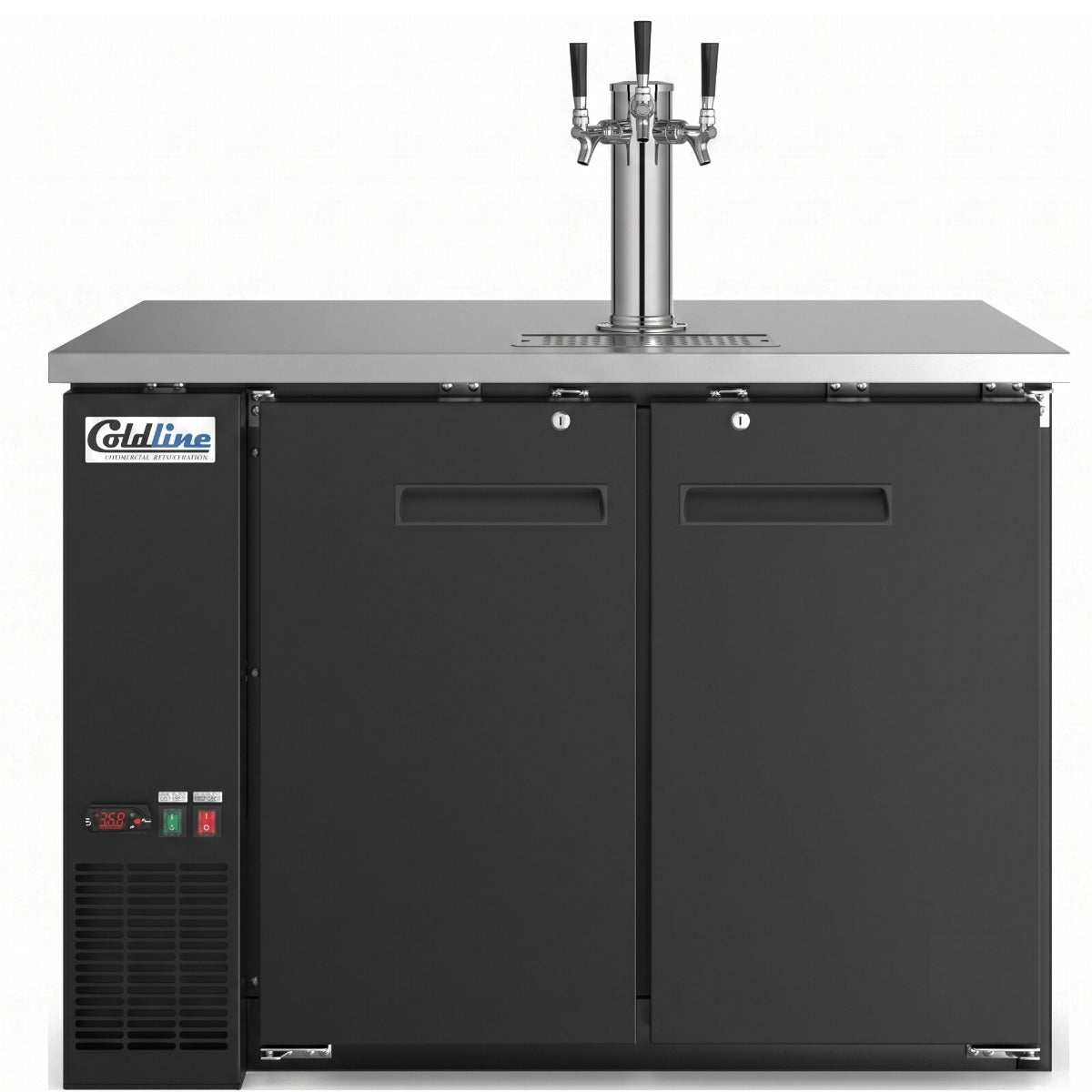 Coldline CDD-48-3T 48" Black 3 Tap Refrigerated Direct Draw Beer Dispenser