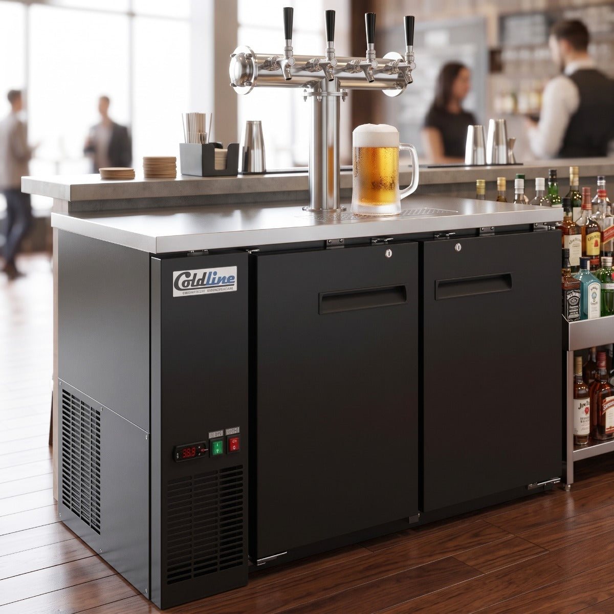 Coldline CDD-48-4T 48" Black 4 Tap Refrigerated Direct Draw Beer Dispenser
