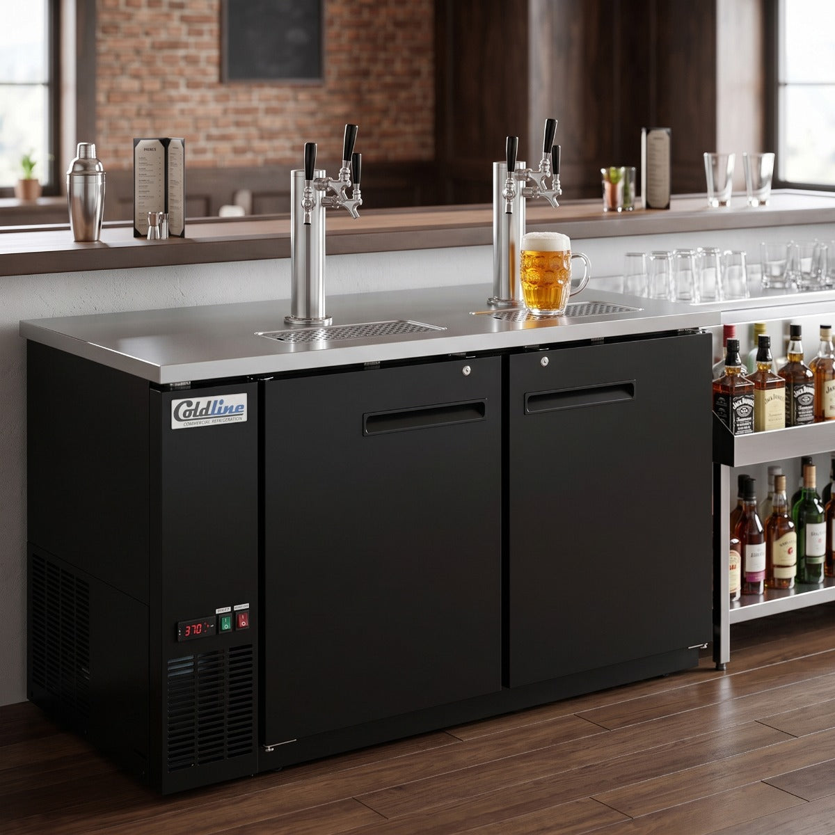 Coldline CDD-60-6T 60" Black 6 Tap Refrigerated Direct Draw Beer Dispenser
