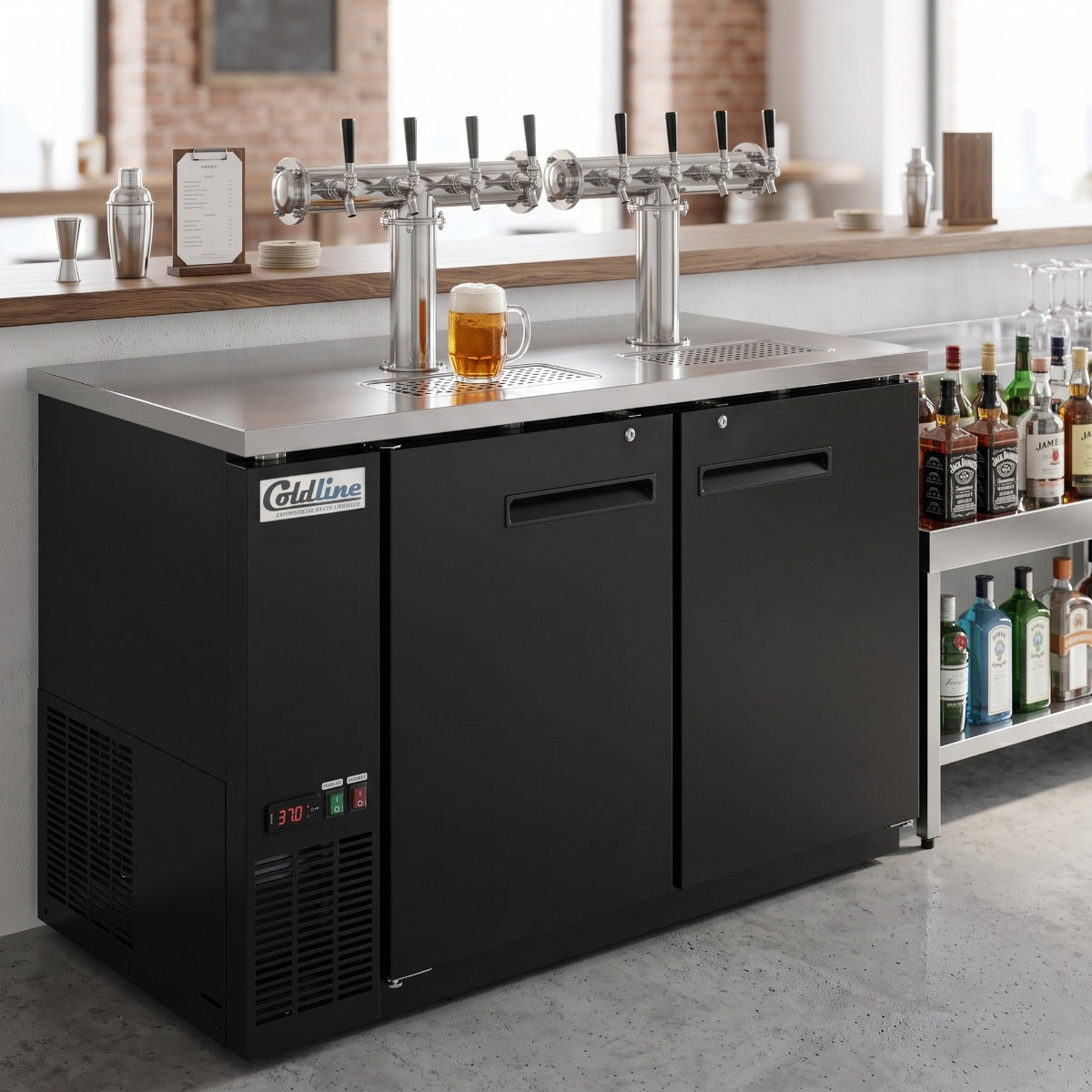 Coldline CDD-60-8T 60" Black 8 Tap Refrigerated Direct Draw Beer Dispenser