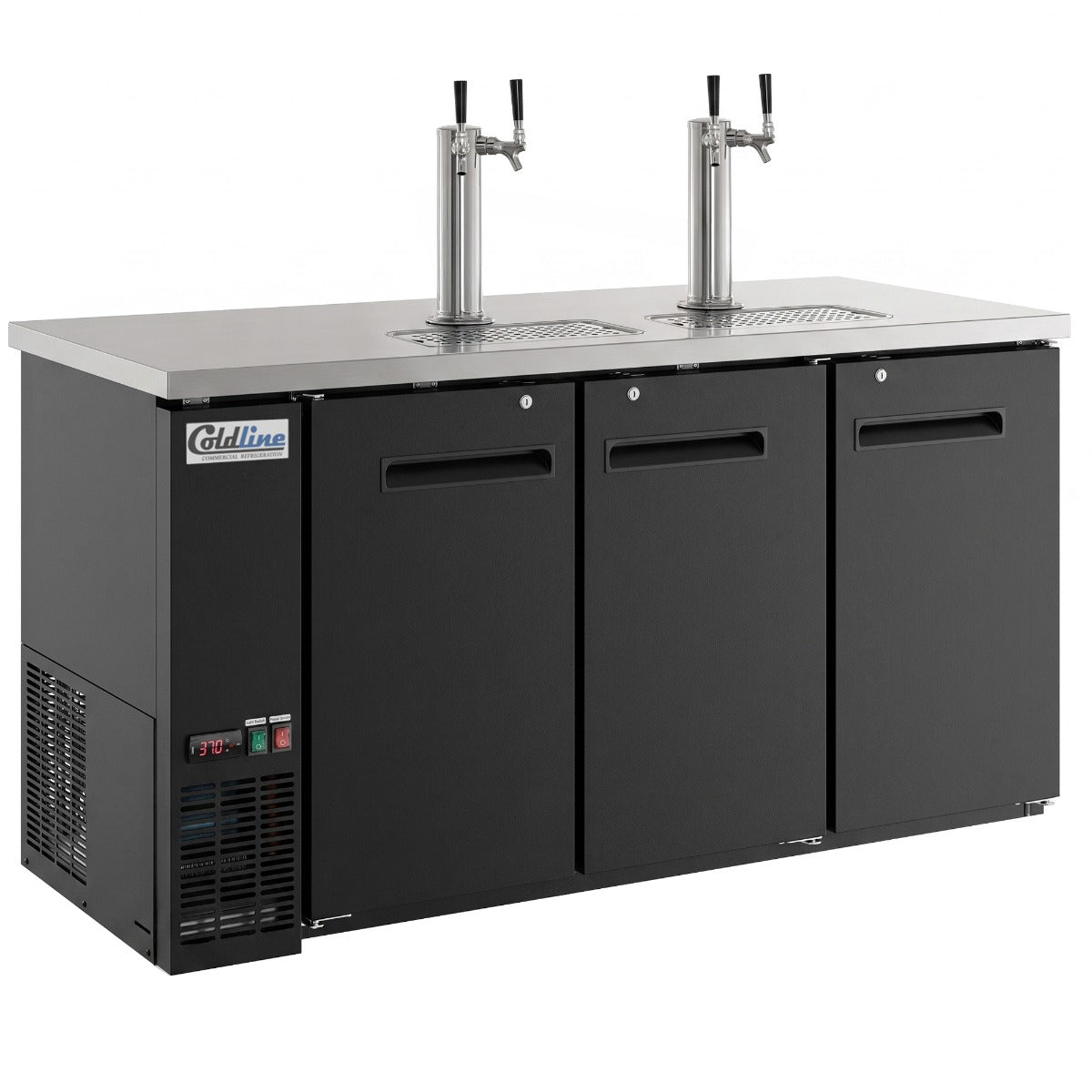 Coldline CDD-72 black direct draw beer dispenser, angled front view