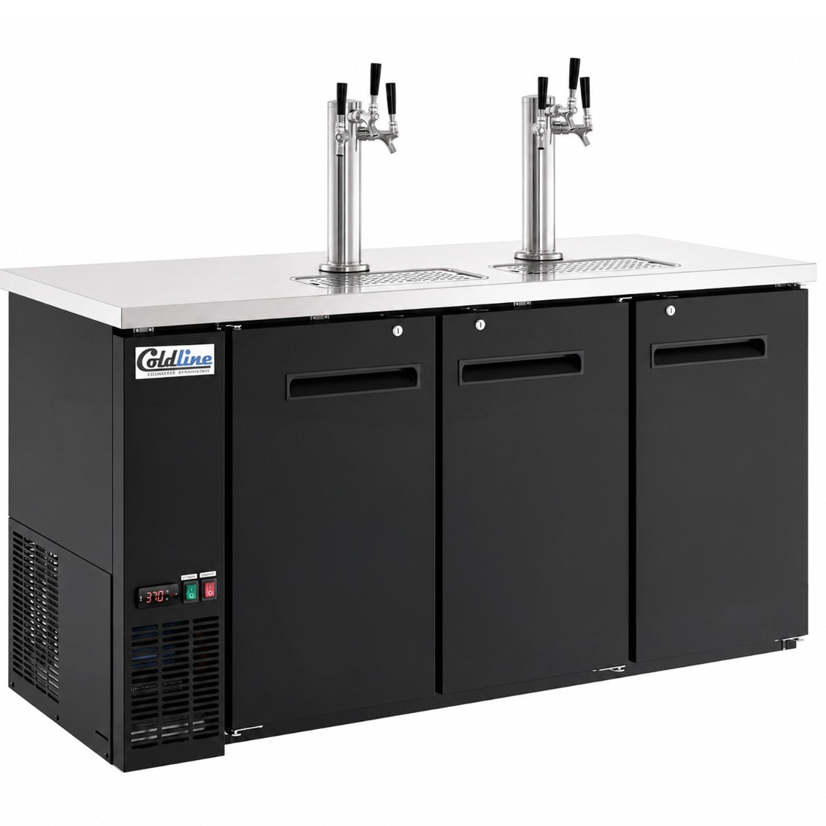 Coldline CDD-72-6T 72" Black 6 Tap Refrigerated Direct Draw Beer Dispenser
