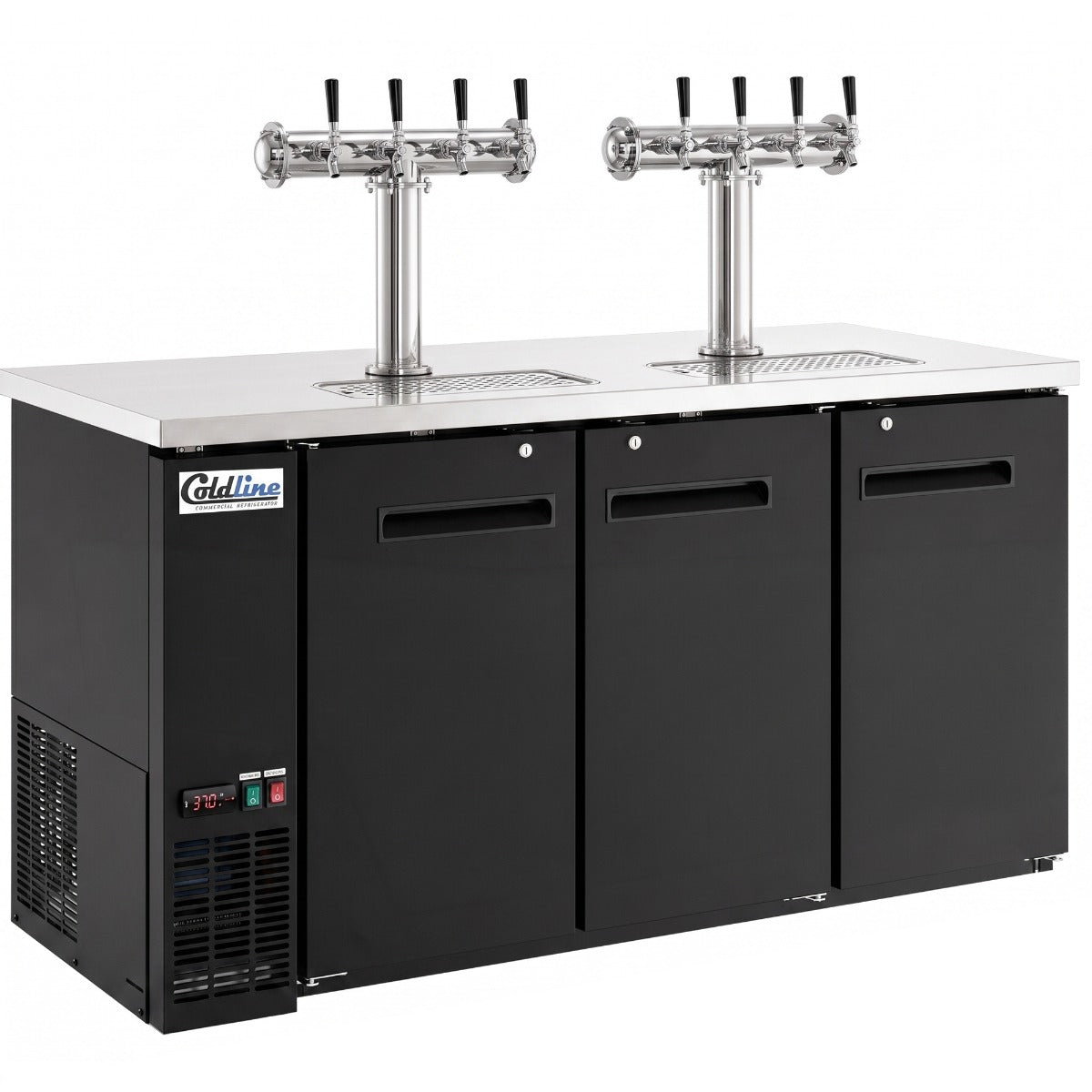 Coldline CDD-72-8T 72" Black 8 Tap Refrigerated Direct Draw Beer Dispenser