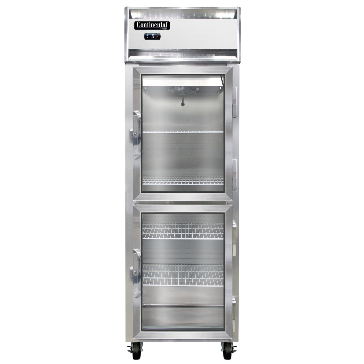 Continental Refrigerator 1FNGDHD 26-Inch Reach-In Glass Door Freezer — 2 Doors, Stainless Steel Front