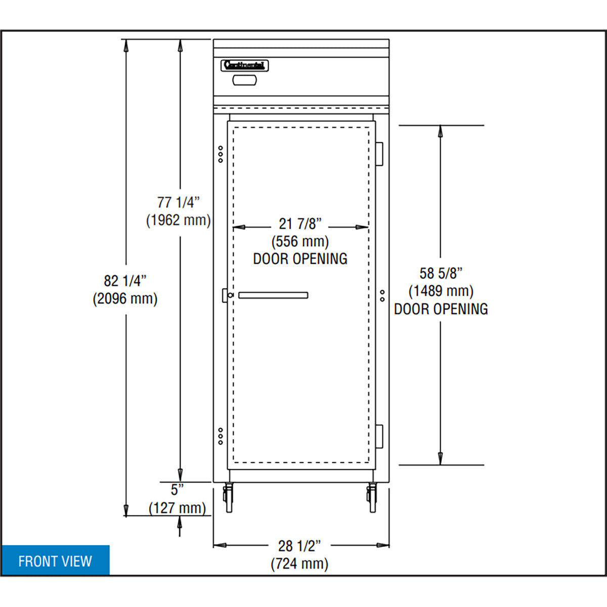 Continental Refrigerator 1REN 28.5-Inch Reach-In Refrigerator — 1 Doors, Stainless Steel Front