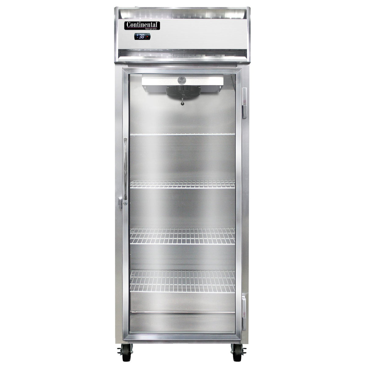 Continental Refrigerator 1RENSAGD 28.5-Inch Reach-In Glass Door Refrigerator — 1 Doors, Stainless Steel Exterior
