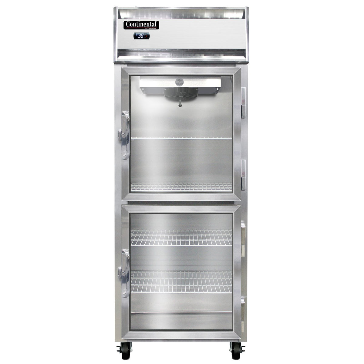 Continental Refrigerator 1RENSAGDHD 28.5-Inch Reach-In Glass Door Refrigerator — 2 Doors, Stainless Steel Exterior