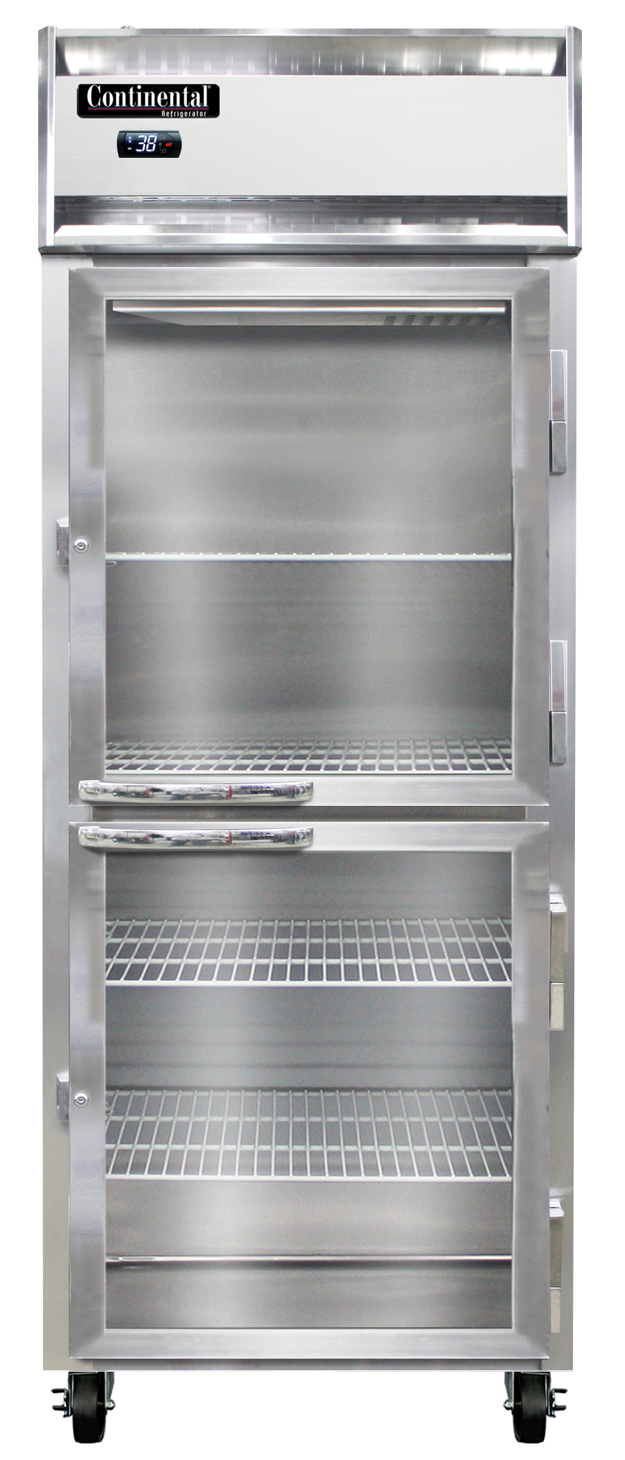 Continental Refrigerator 1RENSSPTHD-GD-SD 28.5-Inch Pass-Thru Glass Door Refrigerator β 4 Doors, Stainless Steel Exterior