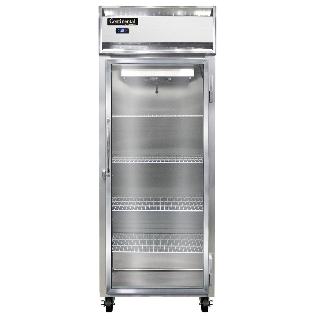 Continental Refrigerator 1RESNSSGD 28.5-Inch Reach-In Glass Door Refrigerator — 1 Doors, Stainless Steel Exterior