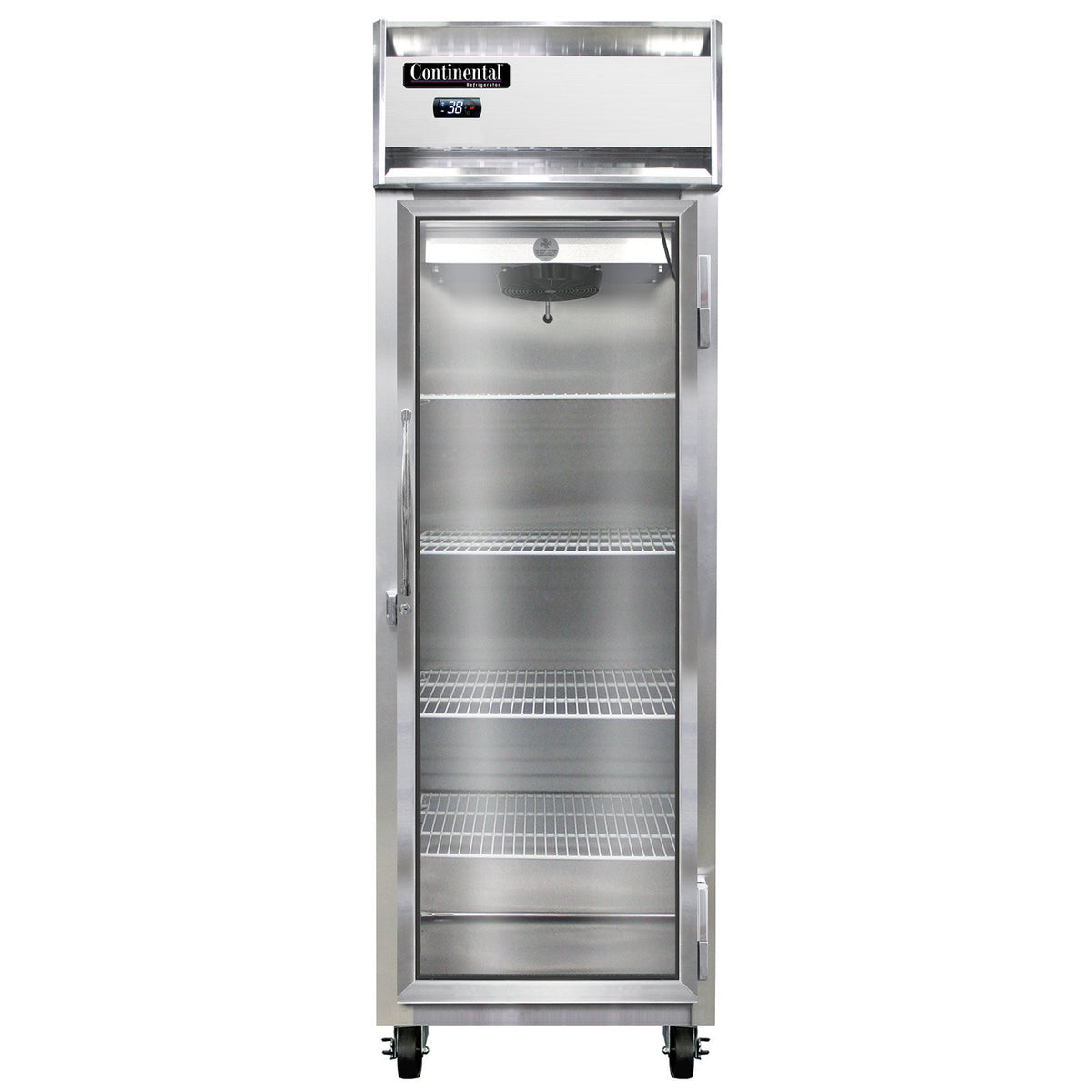 Continental Refrigerator 1RNSSGD 26-Inch Reach-In Glass Door Refrigerator — 1 Doors, Stainless Steel Exterior
