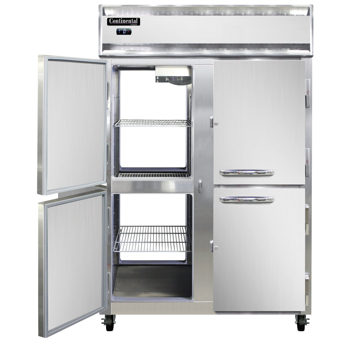 Continental Refrigerator 2FNPTHD 52-Inch Pass-Thru Freezer — 8 Doors, Stainless Steel Front