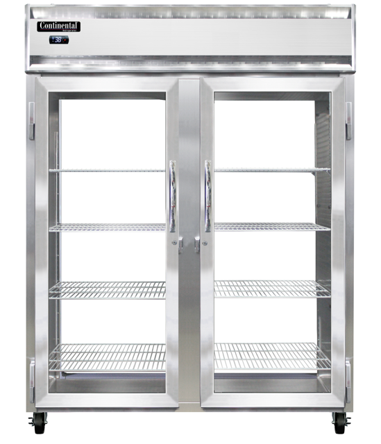 Continental Refrigerator 2RENPT-GD-GD 57-Inch Pass-Thru Glass Door Refrigerator β 4 Doors, Stainless Steel Front