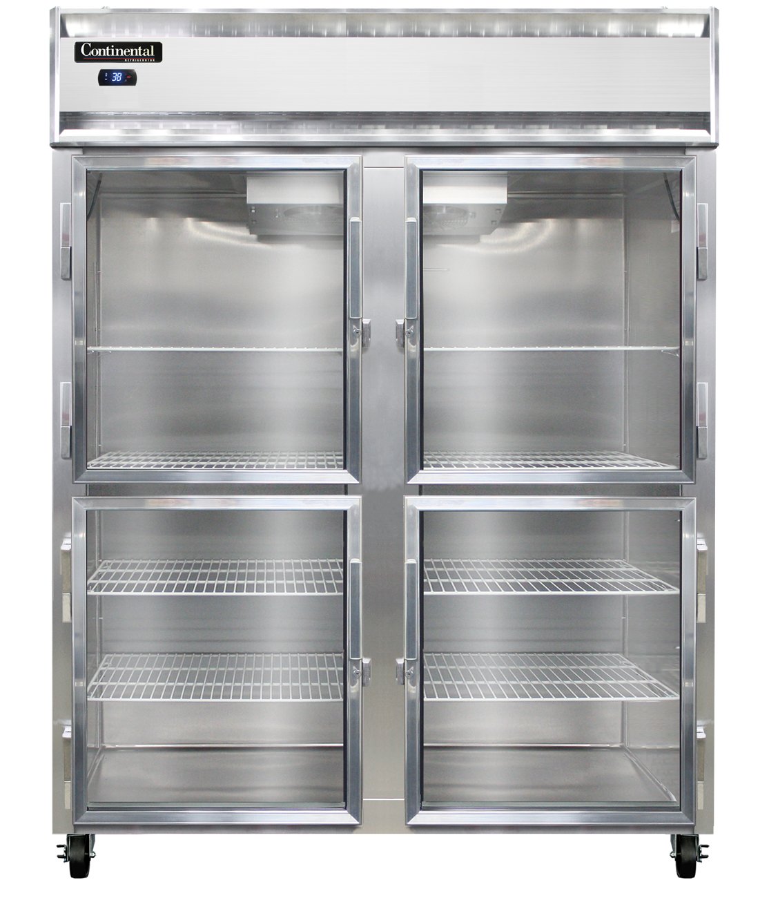 Continental Refrigerator 2RENSAGDHD 57-Inch Reach-In Glass Door Refrigerator — 4 Doors, Stainless Steel Exterior