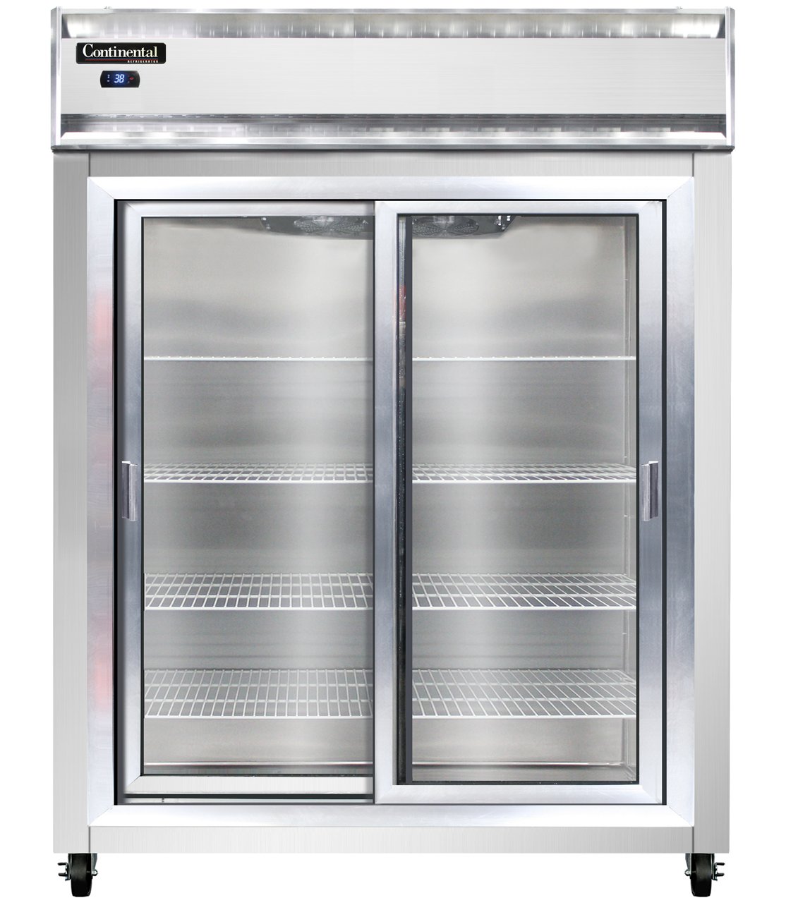 Continental Refrigerator 2RENSASGD 57-Inch Reach-In Glass Door Refrigerator — 2 Doors, Stainless Steel Exterior