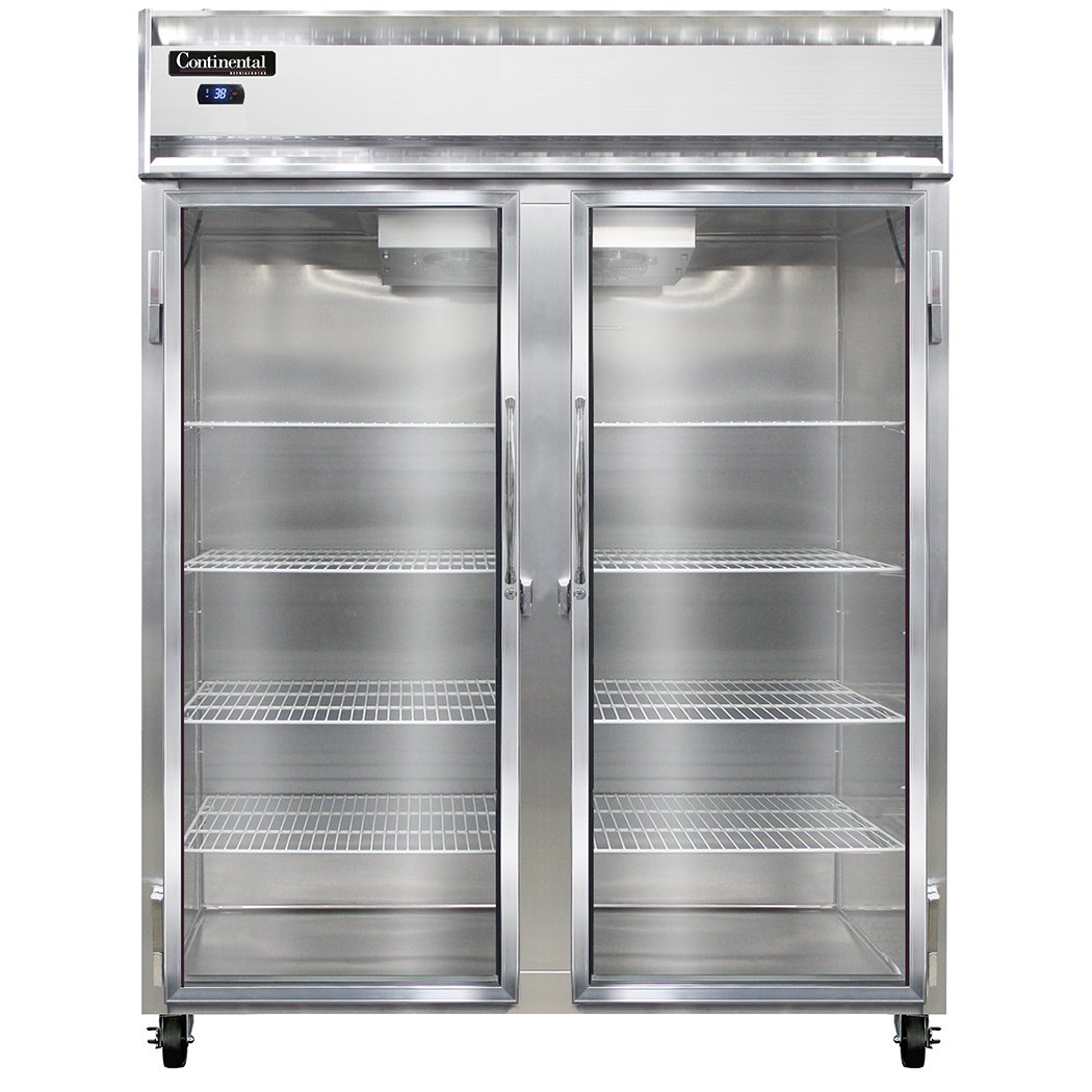 Continental Refrigerator 2RESNGD 57-Inch Reach-In Glass Door Refrigerator β 2 Doors, Stainless Steel Front