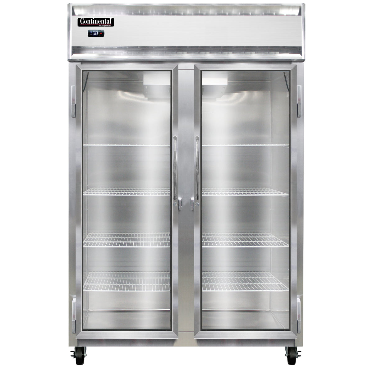 Continental Refrigerator 2RNGD 52-Inch Reach-In Glass Door Refrigerator — 2 Doors, Stainless Steel Front