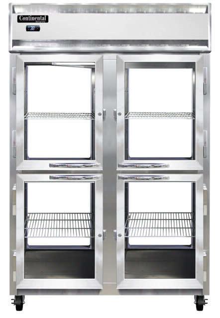 Continental Refrigerator 2RNPTHD-GD-GD 52-Inch Pass-Thru Glass Door Refrigerator β 8 Doors, Stainless Steel Front