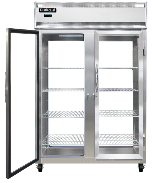 Continental Refrigerator 2RNSAPT-GD-GD 52-Inch Pass-Thru Glass Door Refrigerator β 4 Doors, Stainless Steel Exterior