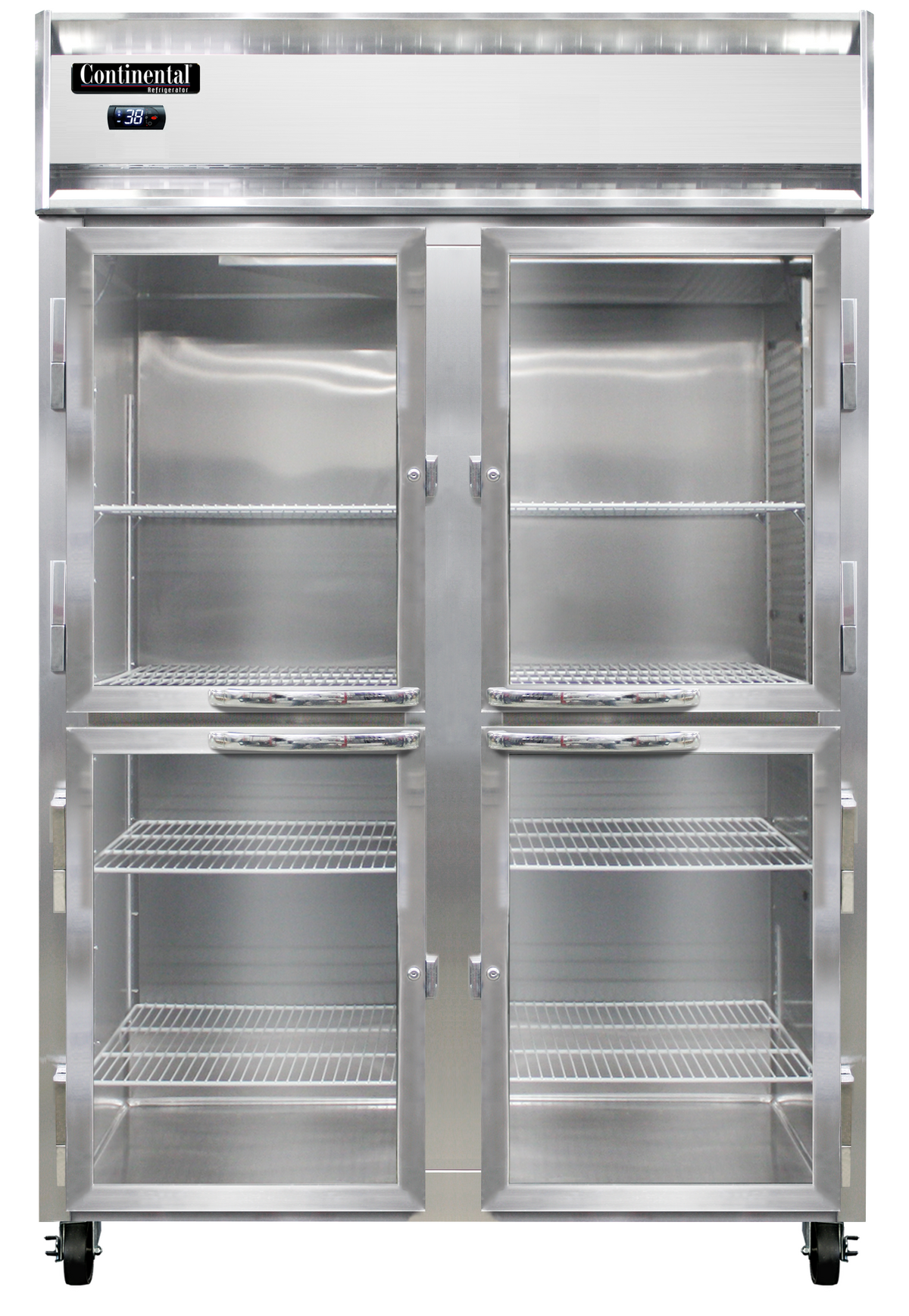 Continental Refrigerator 2RNSAPTHD-GD-SD 52-Inch Pass-Thru Glass Door Refrigerator β 8 Doors, Stainless Steel Exterior