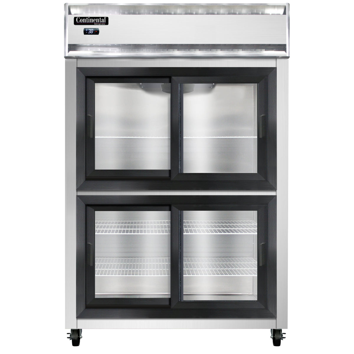 Continental Refrigerator 2RNSGDHD 52-Inch Reach-In Glass Door Refrigerator — 4 Doors, Stainless Steel Front