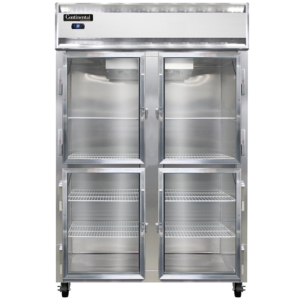 Continental Refrigerator 2RSNGDHD 52-Inch Reach-In Glass Door Refrigerator — 4 Doors, Stainless Steel Front