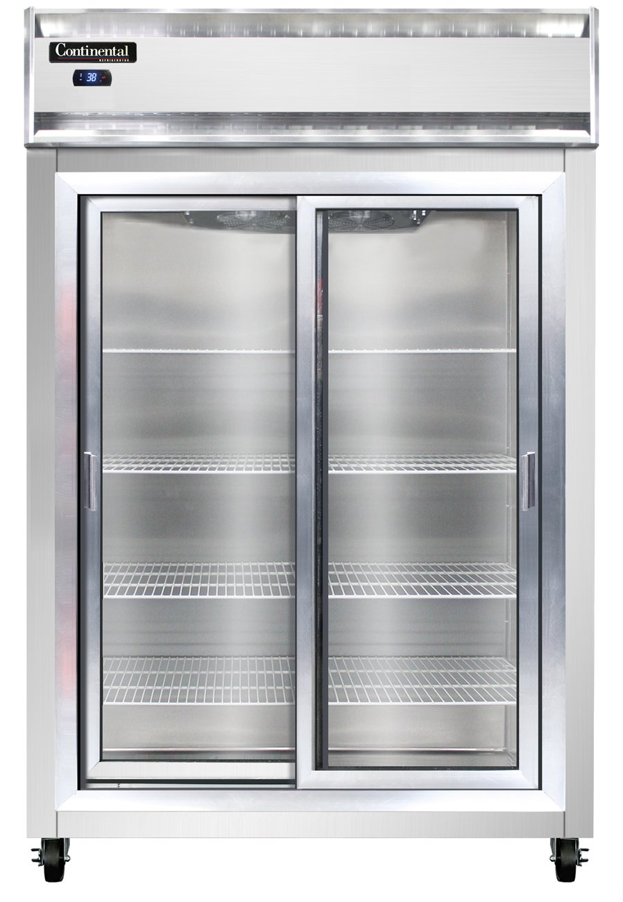 Continental Refrigerator 2RSNSASGD 52-Inch Reach-In Glass Door Refrigerator — 2 Doors, Stainless Steel Exterior
