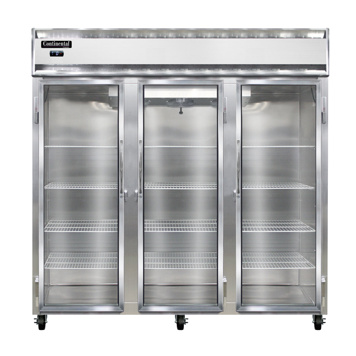Continental Refrigerator 3FNGD 78-Inch Reach-In Glass Door Freezer — 3 Doors, Stainless Steel Front