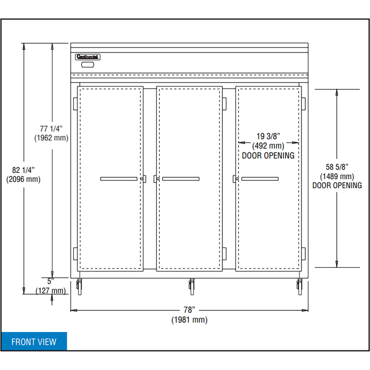 Continental Refrigerator 3FN 78-Inch Reach-In Freezer β 3 Doors, Stainless Steel Front