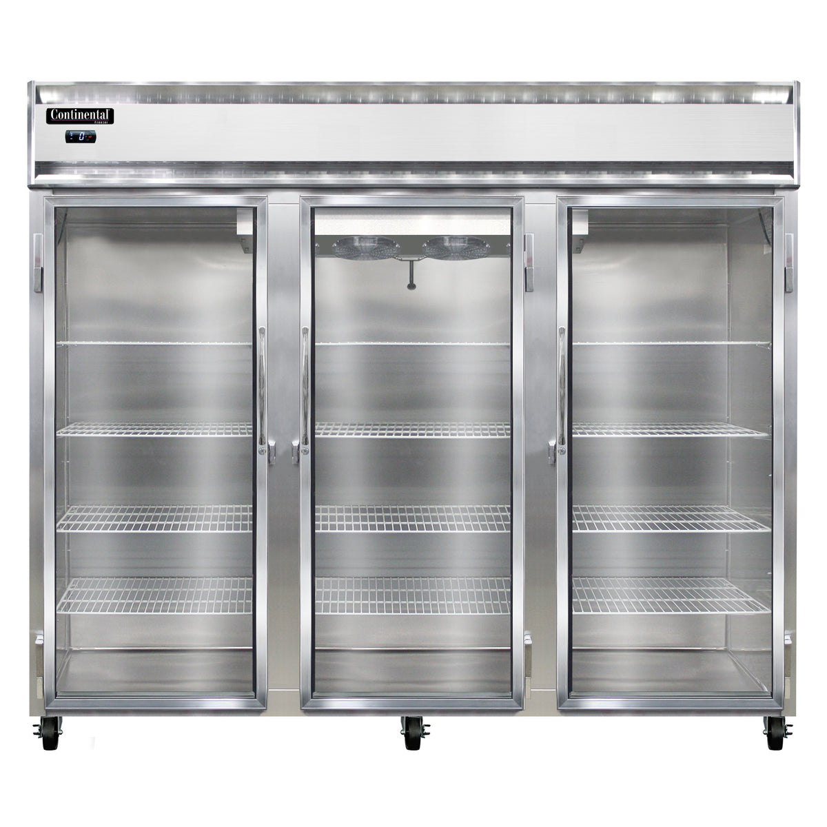 Continental Refrigerator 3FENGD 85.5-Inch Reach-In Glass Door Freezer — 3 Doors, Stainless Steel Front