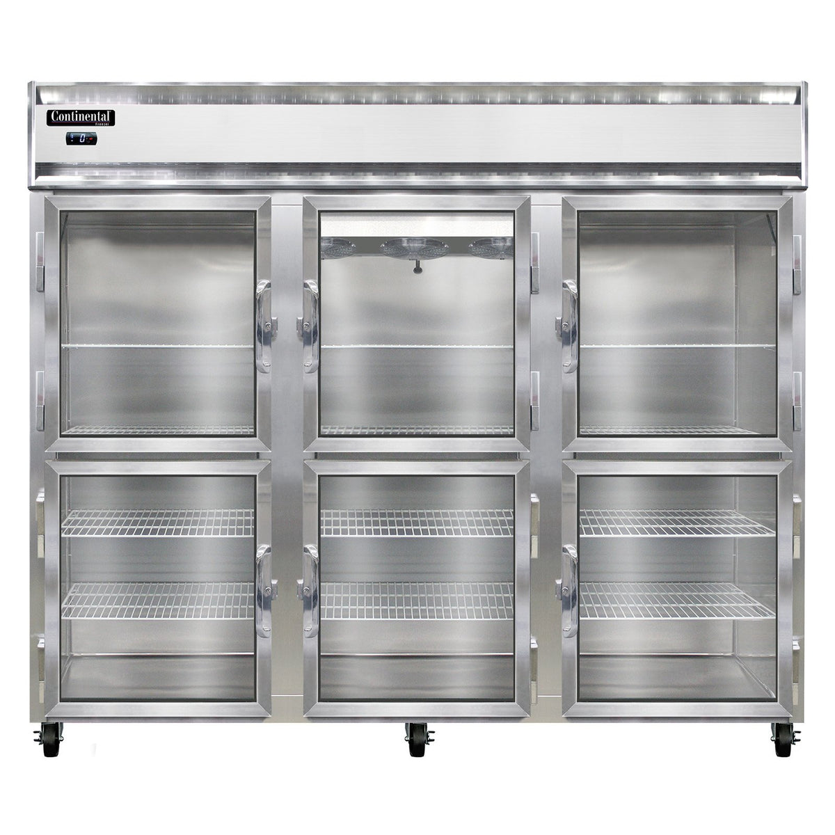 Continental Refrigerator 3FENSAGDHD 85.5-Inch Reach-In Glass Door Freezer — 6 Doors, Stainless Steel Exterior