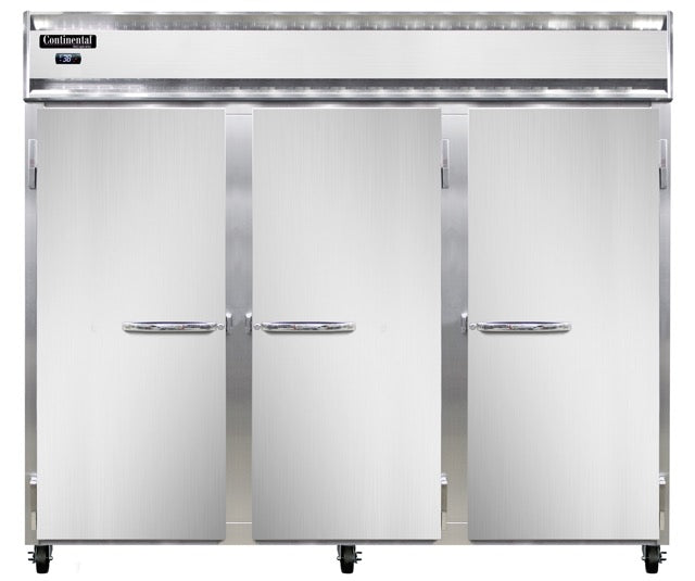 Continental Refrigerator 3RENSSPT-SD-GD 85.5-Inch Pass-Thru Glass Door Refrigerator — 6 Doors, Stainless Steel Exterior