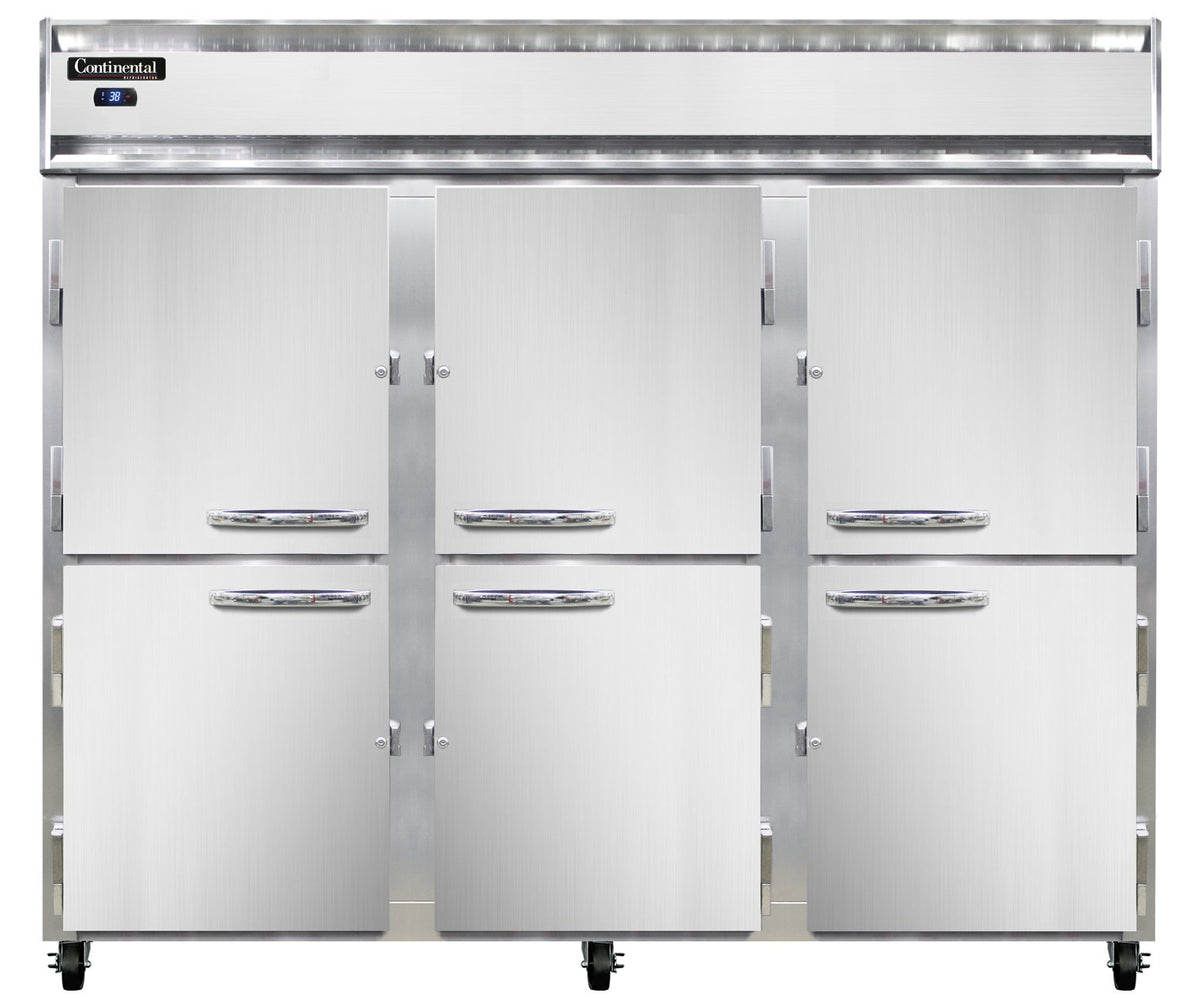 Continental Refrigerator 3RESNSAHD 85.5-Inch Reach-In Refrigerator — 6 Doors, Stainless Steel Exterior
