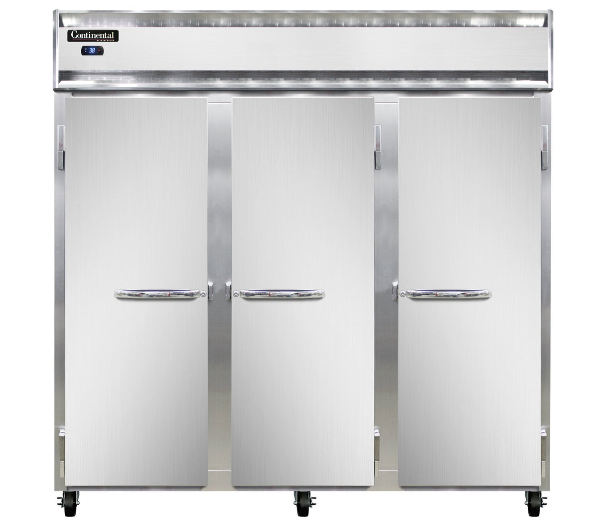 Continental Refrigerator 3RSNSA 78-Inch Reach-In Refrigerator — 3 Doors, Stainless Steel Exterior
