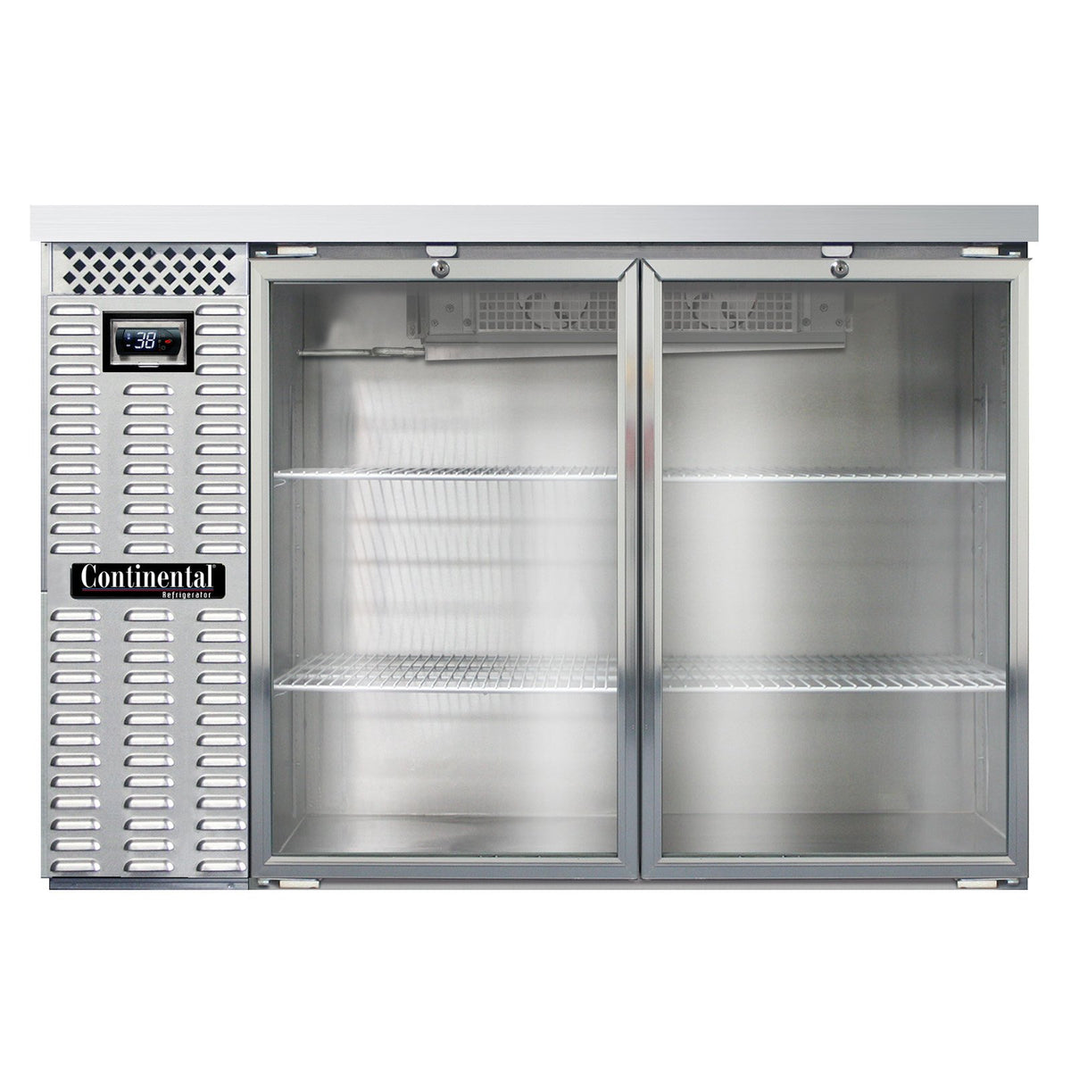 Continental Refrigerator BB50NSSGD 50-Inch Back Bar Glass Door Refrigerator — 2 Doors, Stainless Steel Exterior