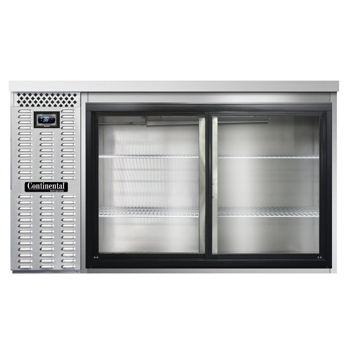 Continental Refrigerator BB59NSSSGD 59-Inch Back Bar Glass Door Refrigerator — 2 Doors, Stainless Steel Exterior