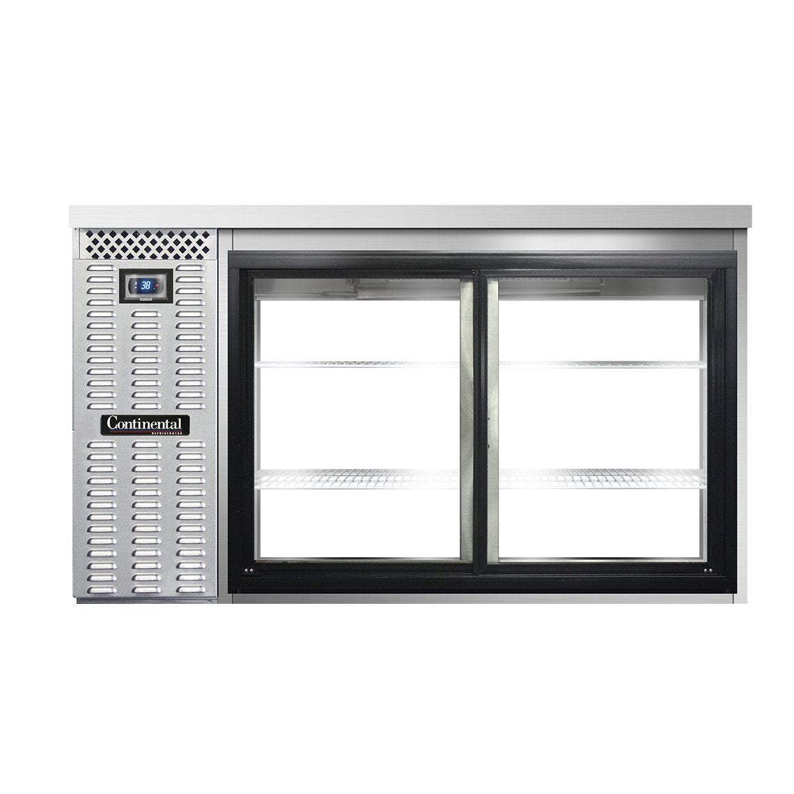 Continental Refrigerator BB59SNSSSGDPT 59-Inch Back Bar Glass Door Refrigerator — 4 Doors, Stainless Steel Exterior