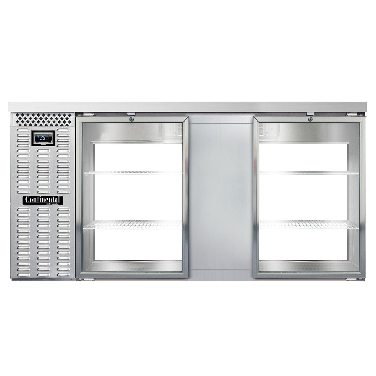 Continental Refrigerator BB69NSSGDPT 69-Inch Back Bar Glass Door Refrigerator — 4 Doors, Stainless Steel Exterior