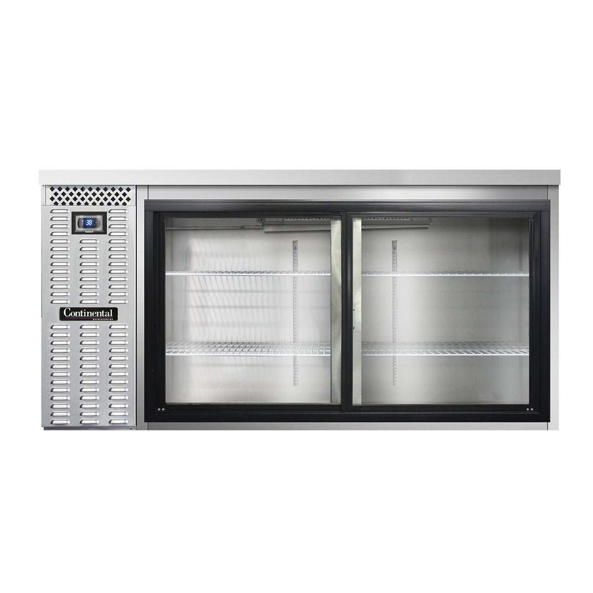 Continental Refrigerator BB69SNSSSGD 69-Inch Back Bar Glass Door Refrigerator — 2 Doors, Stainless Steel Exterior