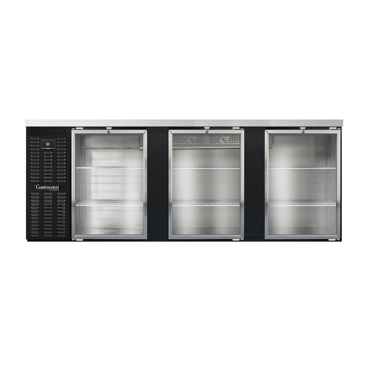 Continental Refrigerator BB90SNGD 90-Inch Back Bar Glass Door Refrigerator — 3 Doors