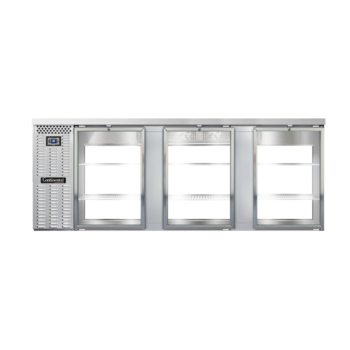 Continental Refrigerator BB90SNSSGDPT 90-Inch Back Bar Glass Door Refrigerator — 6 Doors, Stainless Steel Exterior