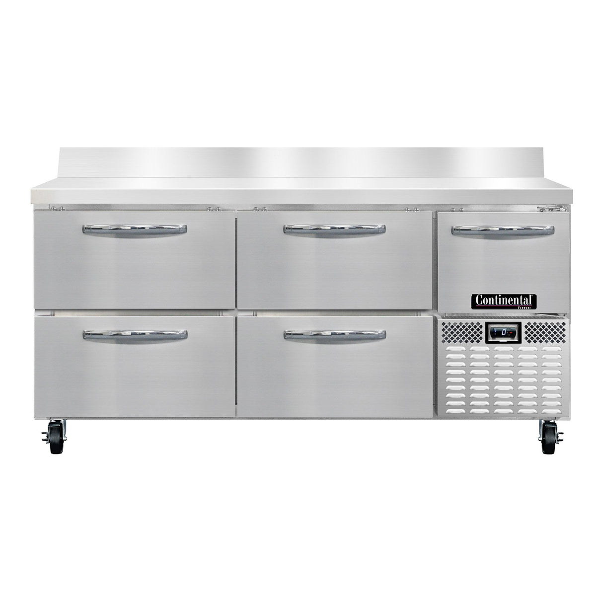 Continental Refrigerator FA68NBS-D 68-Inch Worktop Freezer — 4 Drawers, Stainless Steel Front
