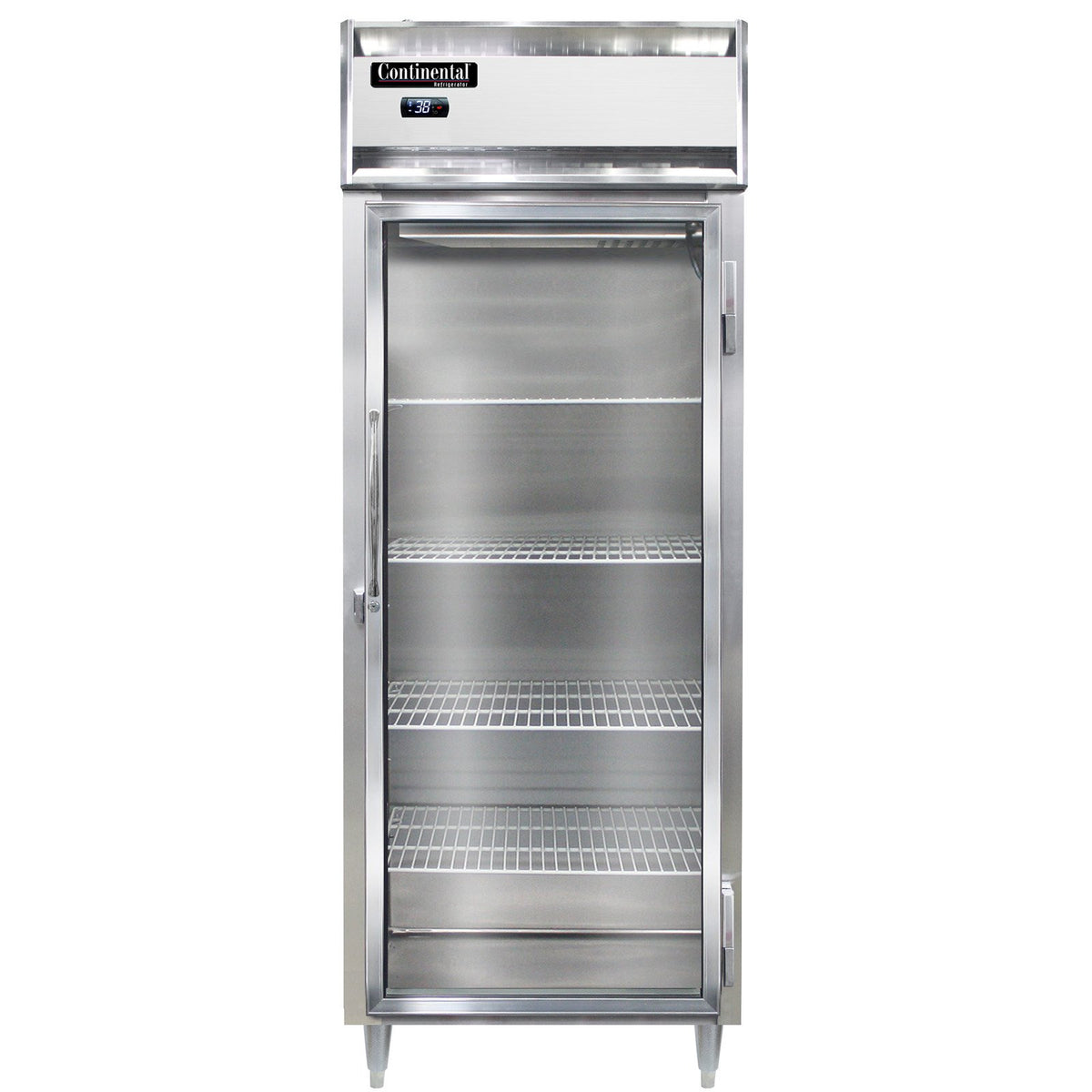 Continental Refrigerator D1RENSSGD 28.5-Inch Reach-In Glass Door Refrigerator — 1 Doors, Stainless Steel Exterior