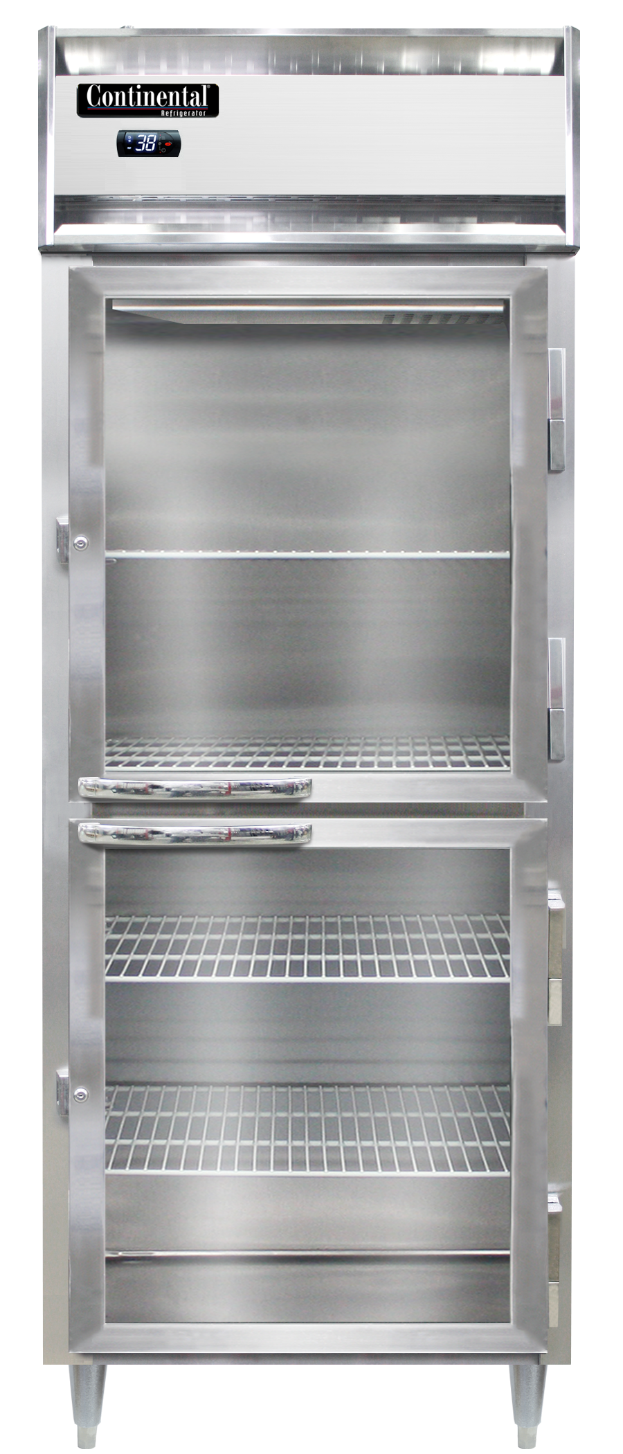 Continental Refrigerator D1RENSSPTHD-GD-SD 28.5-Inch Pass-Thru Glass Door Refrigerator — 4 Doors, Stainless Steel Exterior