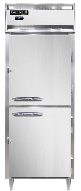 Continental Refrigerator D1RENSSPTHD-SD-GD 28.5-Inch Pass-Thru Glass Door Refrigerator — 4 Doors, Stainless Steel Exterior