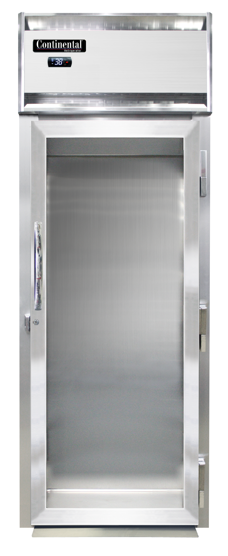 Continental Refrigerator D1RINSART-GD-SD 35.25-Inch Roll-Thru Glass Door Refrigerator β 2 Doors, Stainless Steel Exterior