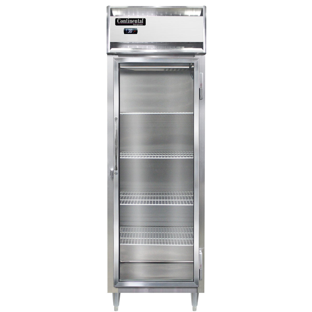 Continental Refrigerator D1RNSAGD 26-Inch Reach-In Glass Door Refrigerator — 1 Doors, Stainless Steel Exterior