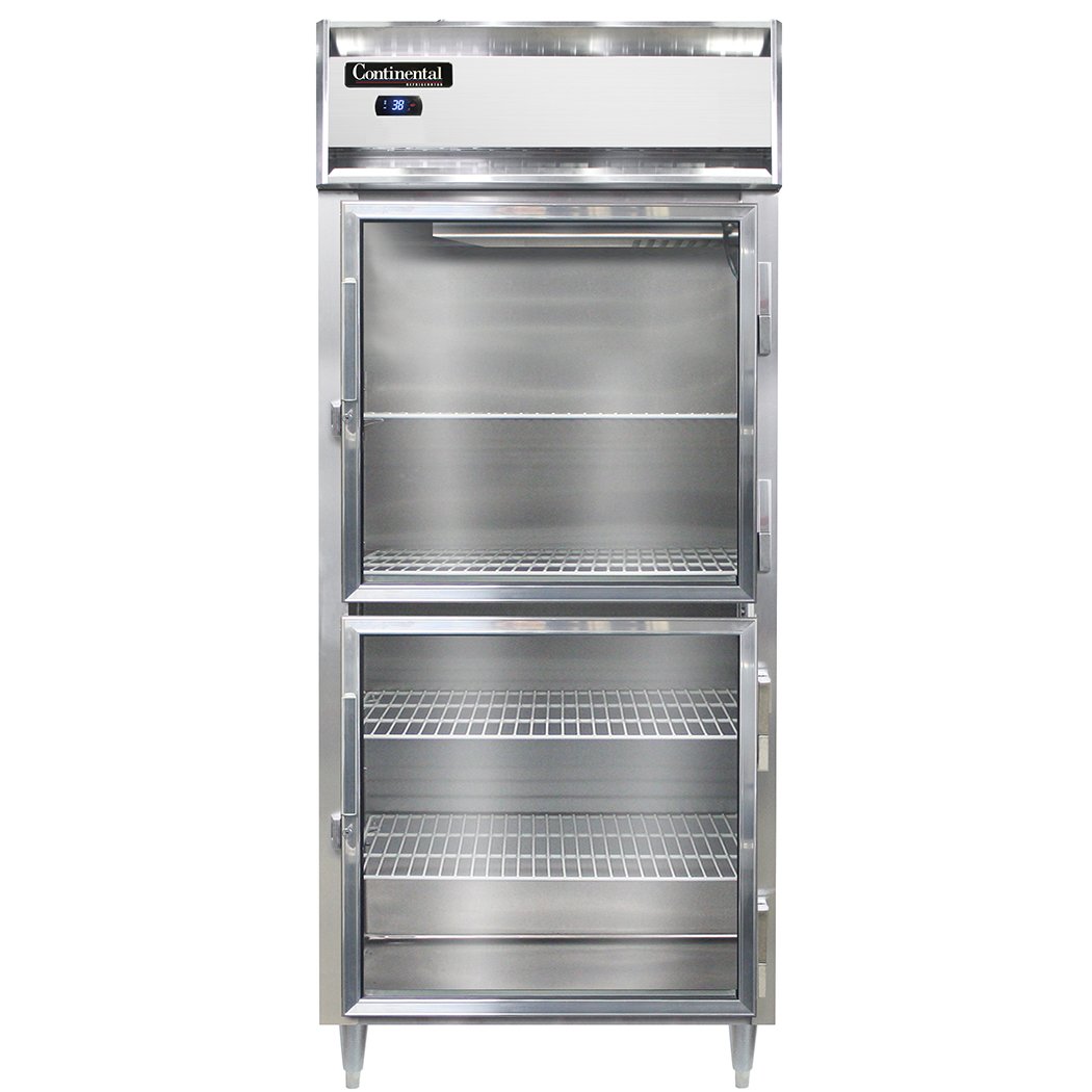 Continental Refrigerator D1RXSNSAGDHD 36.25-Inch Reach-In Glass Door Refrigerator — 2 Doors, Stainless Steel Exterior