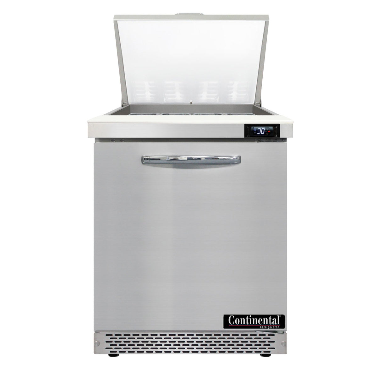 Continental Refrigerator D27N12M-FB 27.5-Inch Mega Top Sandwich & Salad Prep Table — 1 Doors, 12 Pans, Stainless Steel Front