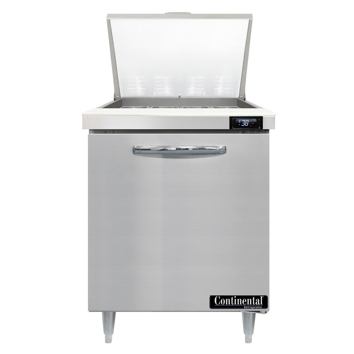 Continental Refrigerator D27N12M 27.5-Inch Mega Top Sandwich & Salad Prep Table — 1 Doors, 12 Pans, Stainless Steel Front