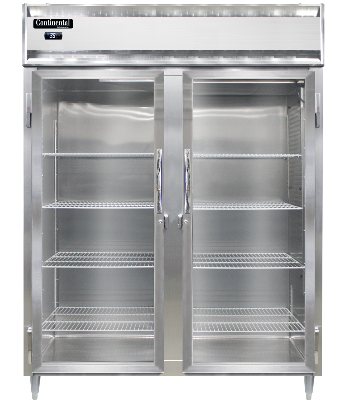 Continental Refrigerator D2RENPT-GD-SD 57-Inch Pass-Thru Glass Door Refrigerator β 4 Doors, Stainless Steel Front